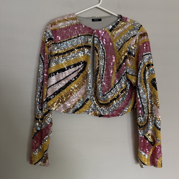 Nasty Gal Jackets & Blazers - Nasty Gal Collection Embellished Sequin Long Drop Sleeve Jacket US Size 12